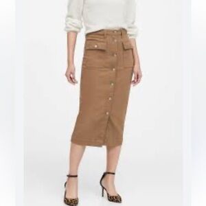 Banana Republic Utility Denim Camel Skirt